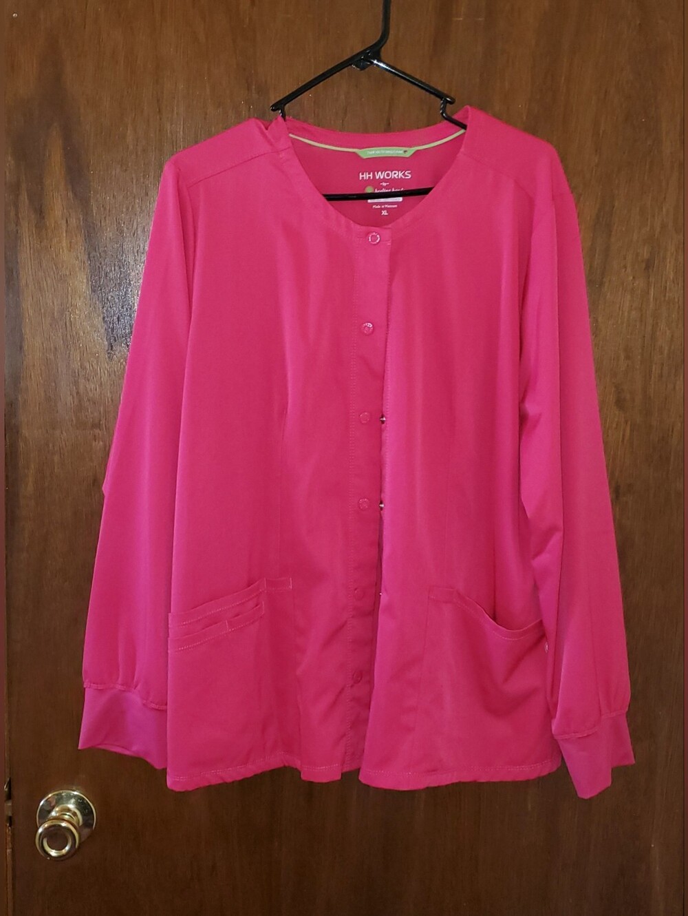 Healing Hands Works Pink Scrub Jacket Sz Xl